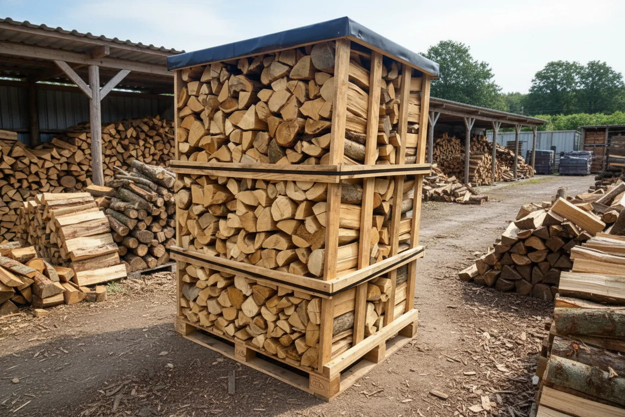 Palette Brennholz 1m zum selber Ablängen – 2 Raummeter – Qualität H1 G1